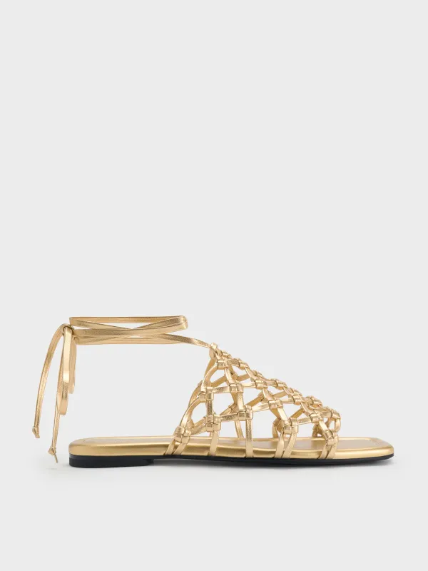 Charles & Keith - Woven Tie-Around Net Sandals sold by Charles & Keith