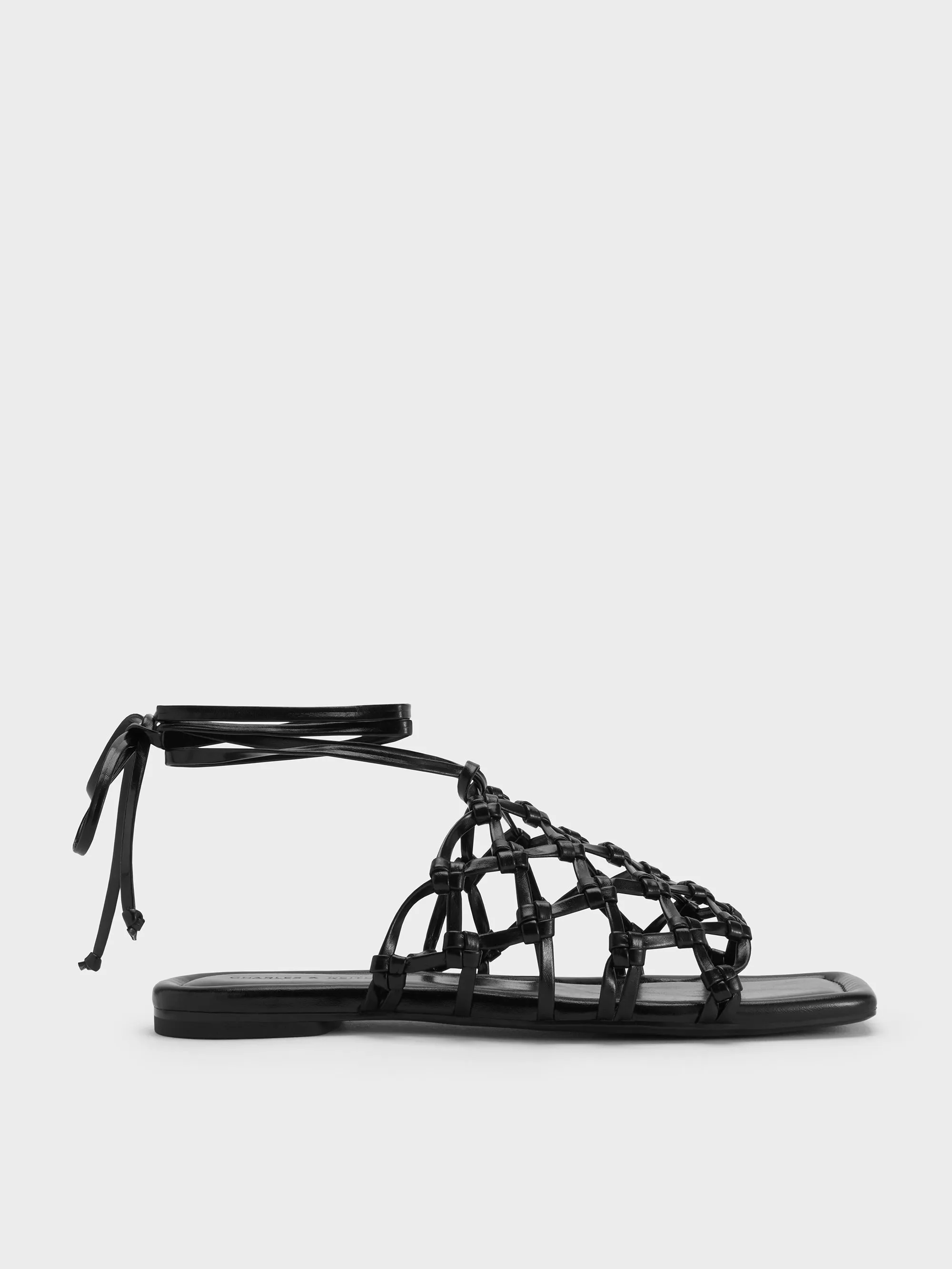 Charles & Keith - Woven Tie-Around Net Sandals sold by Charles & Keith