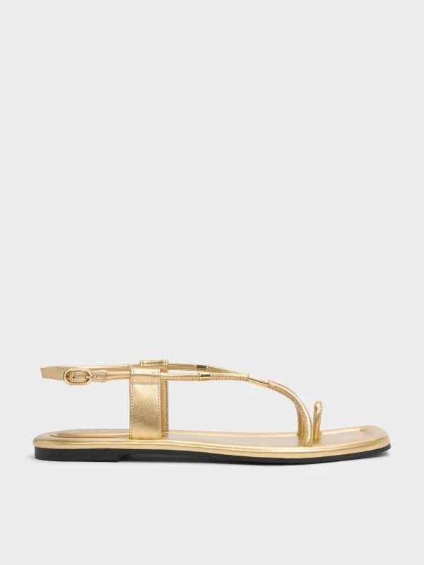 Charles & Keith - Metallic-Accent Toe-Ring Sandals sold by Charles & Keith