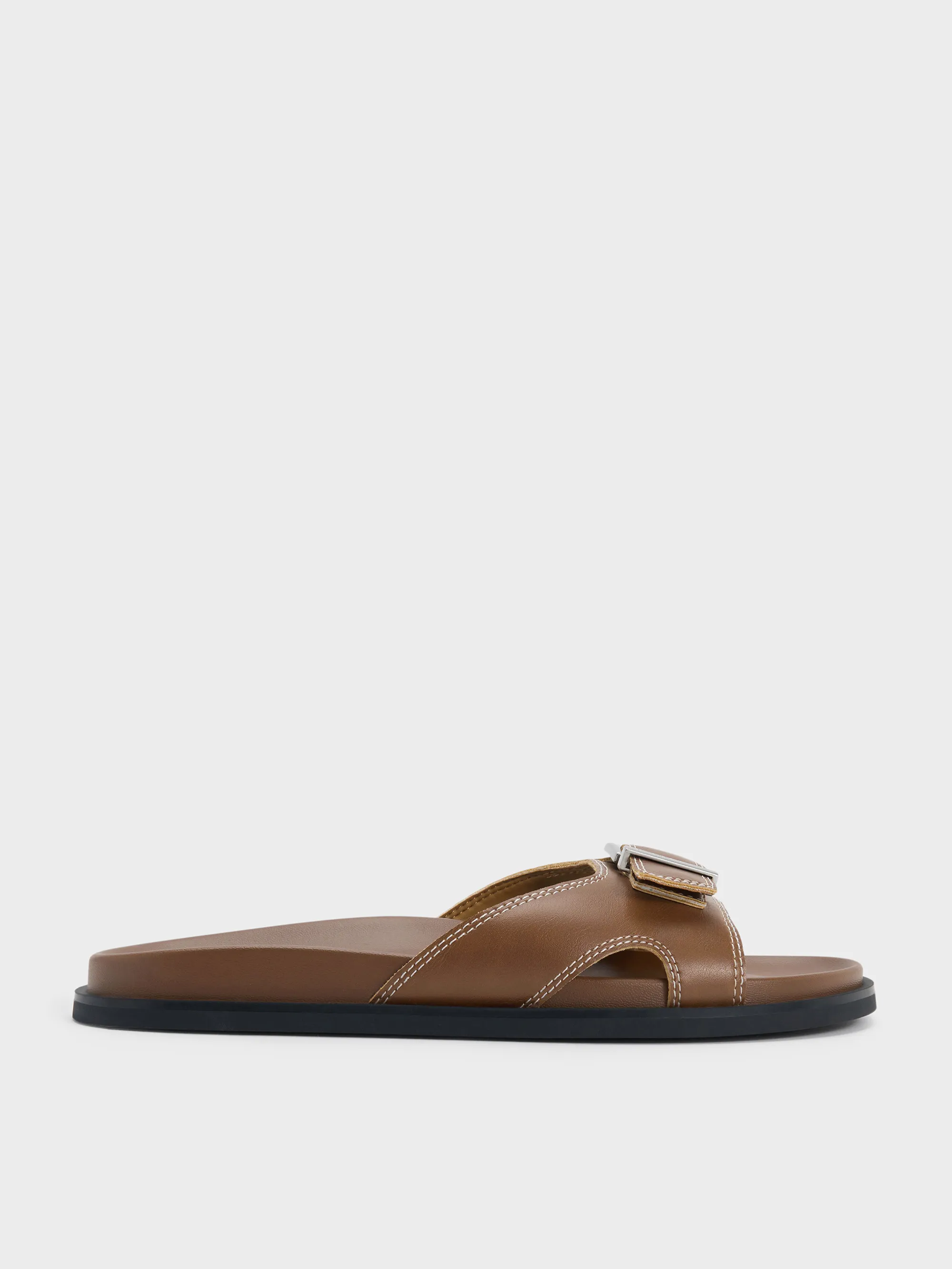 CHARLES & KEITH - Stitch-Trim Buckled Slides sold by Charles & Keith