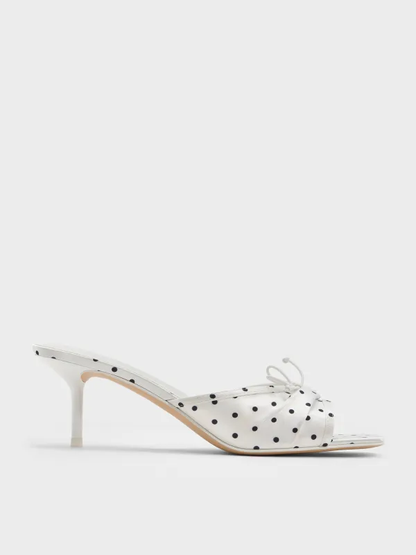 Charles & Keith - Sadira Dotted Ruched Bow Heeled Mules sold by Charles & Keith