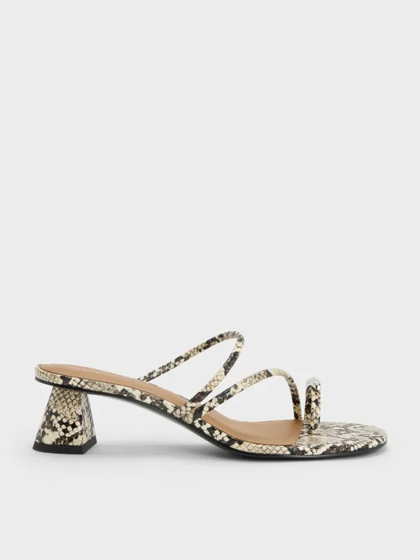 Charles & Keith - Snake-Print Toe-Ring Strappy Heels made by Charles & Keith