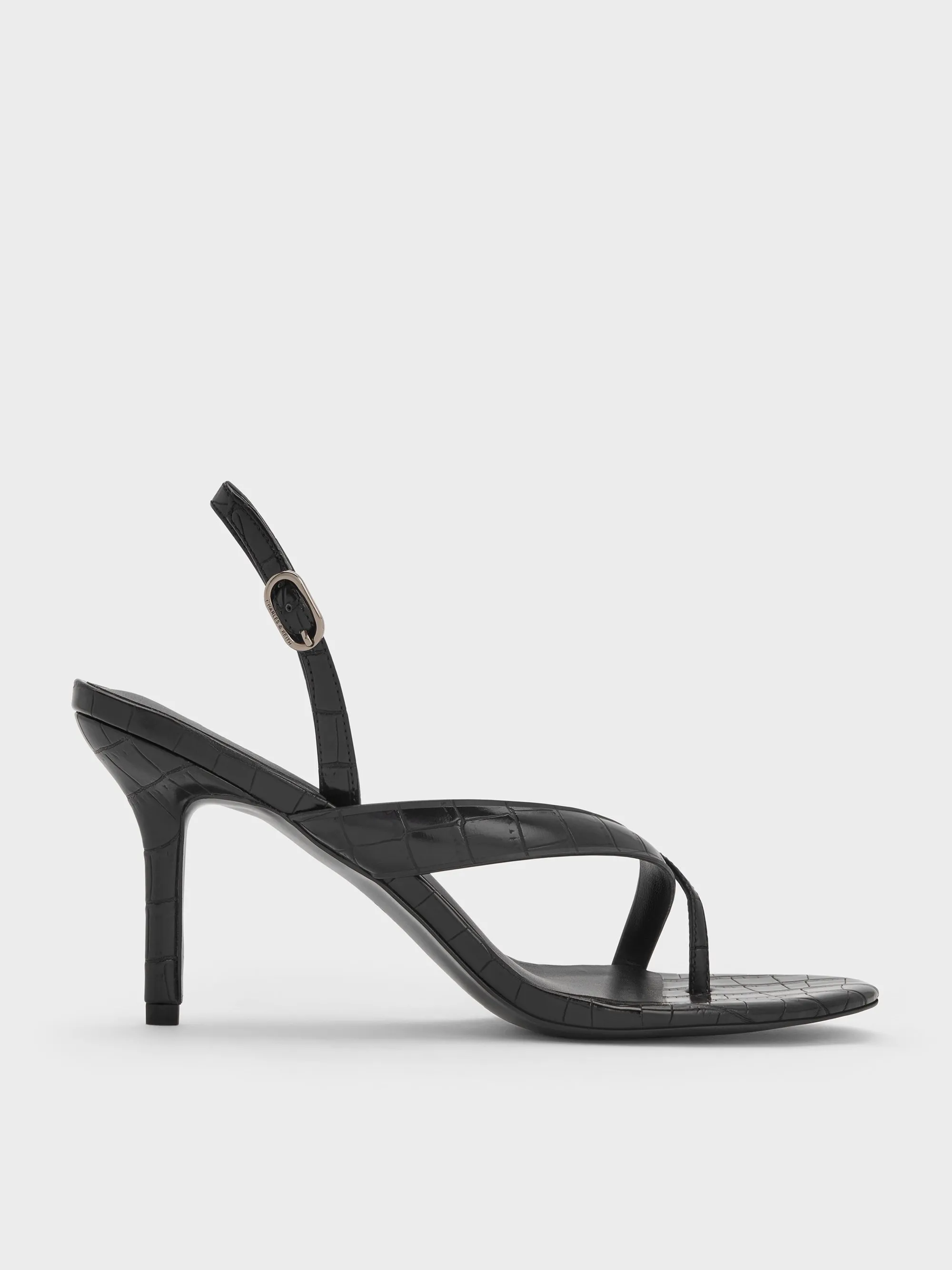 Charles & Keith - Croc-Effect Stiletto Slingback Thong Sandals sold by Charles & Keith