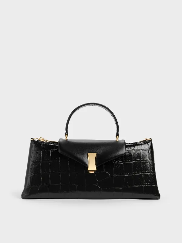 Charles & Keith - Lilibet Croc-Effect Elongated Top Handle Bag sold by Charles & Keith