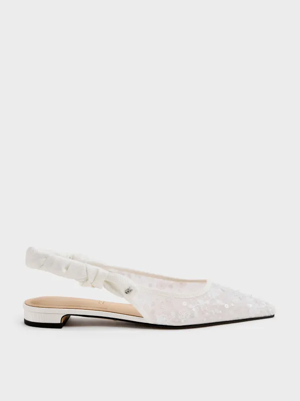 Charles & Keith - Tayari Embroidered-Mesh Slingback Flats made by Charles & Keith
