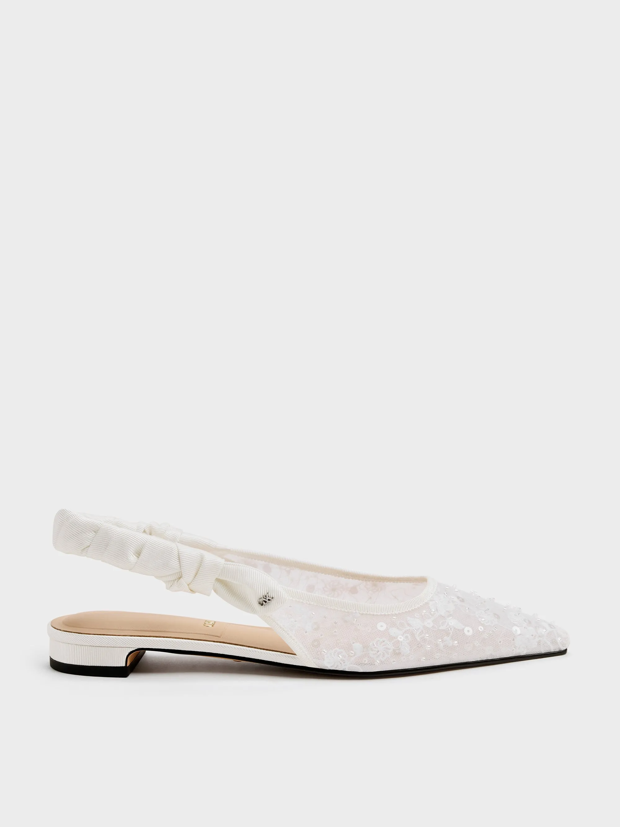 Charles & Keith - Tayari Embroidered-Mesh Slingback Flats sold by Charles & Keith