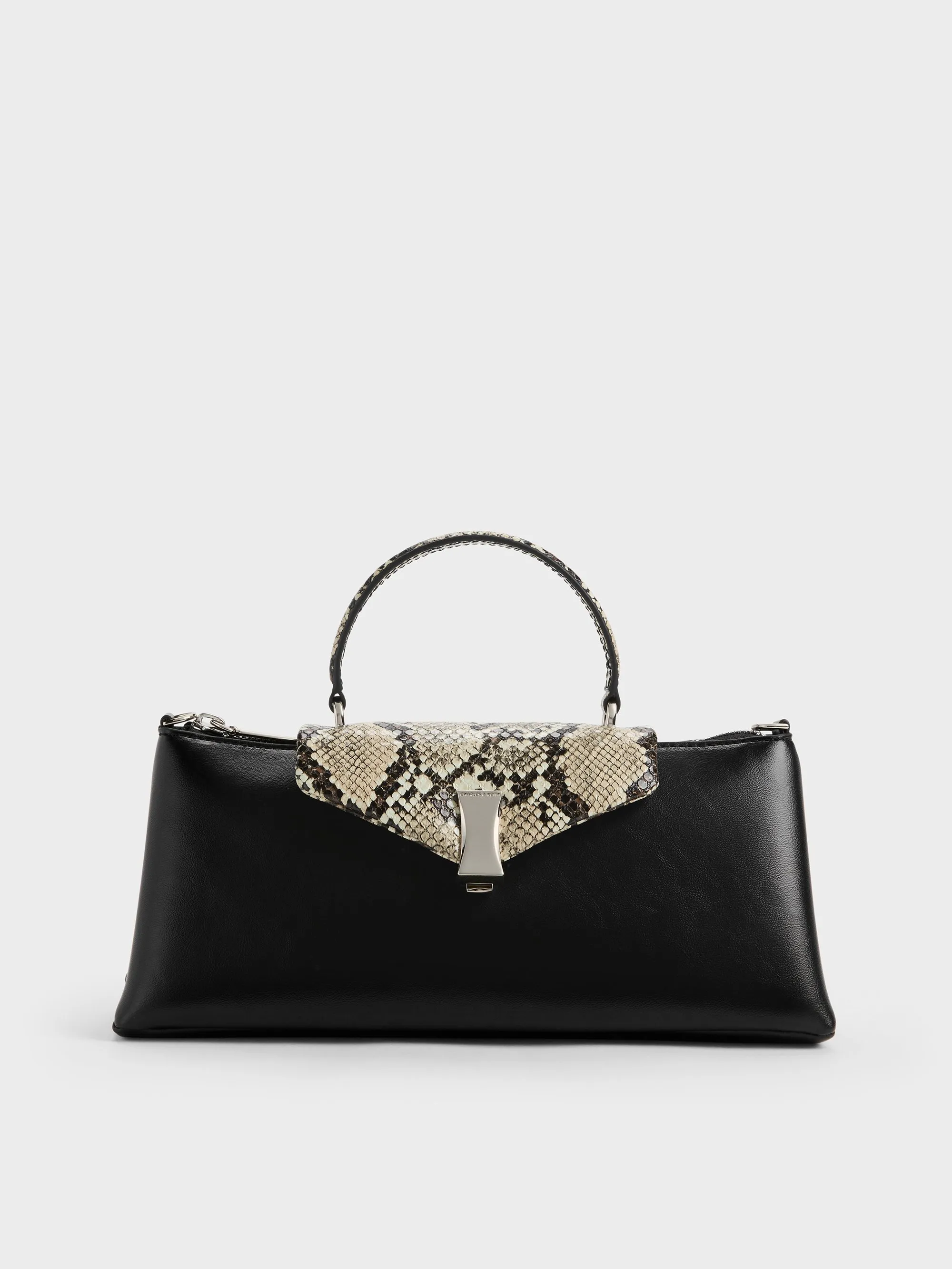Charles & Keith - Lilibet Snake-Print Elongated Top Handle Bag sold by Charles & Keith