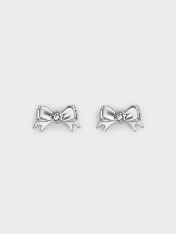 Charles & Keith - Paige Crystal-Bow Stud Earrings made by Charles & Keith