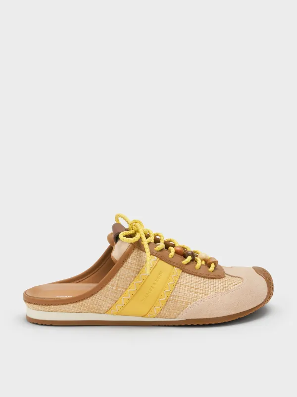 Charles & Keith - Suede Woven Slip-On Sneakers made by Charles & Keith