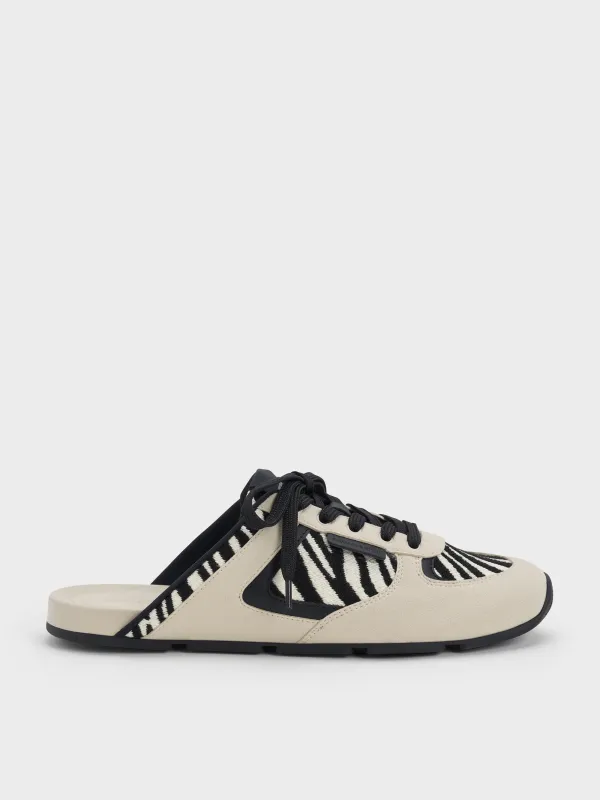 Charles & Keith - Zebra-Print Lace-Up Sneaker Mules made by Charles & Keith