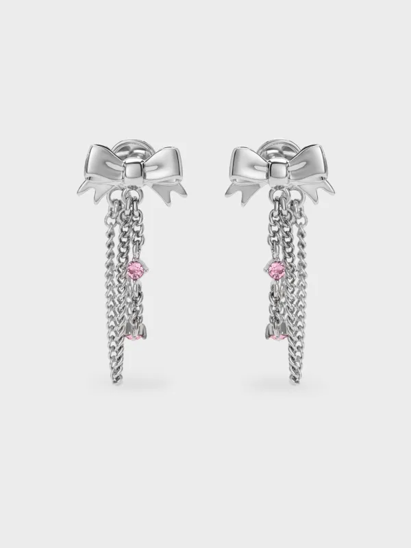 Charles & Keith - Paige Crystal-Chain Bow Drop Earrings made by Charles & Keith