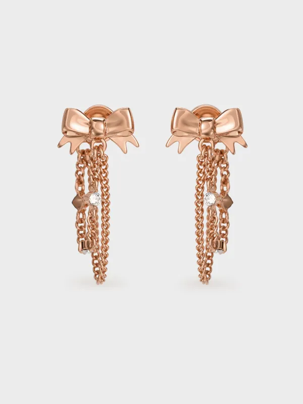 Charles & Keith - Paige Crystal-Chain Bow Drop Earrings made by Charles & Keith