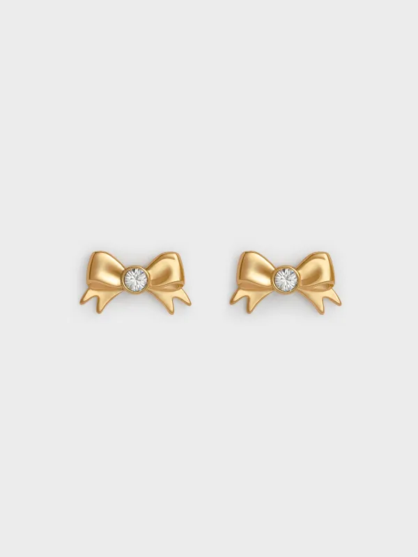 Charles & Keith - Paige Crystal-Bow Stud Earrings made by Charles & Keith