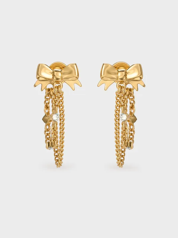 Charles & Keith - Paige Crystal-Chain Bow Drop Earrings made by Charles & Keith