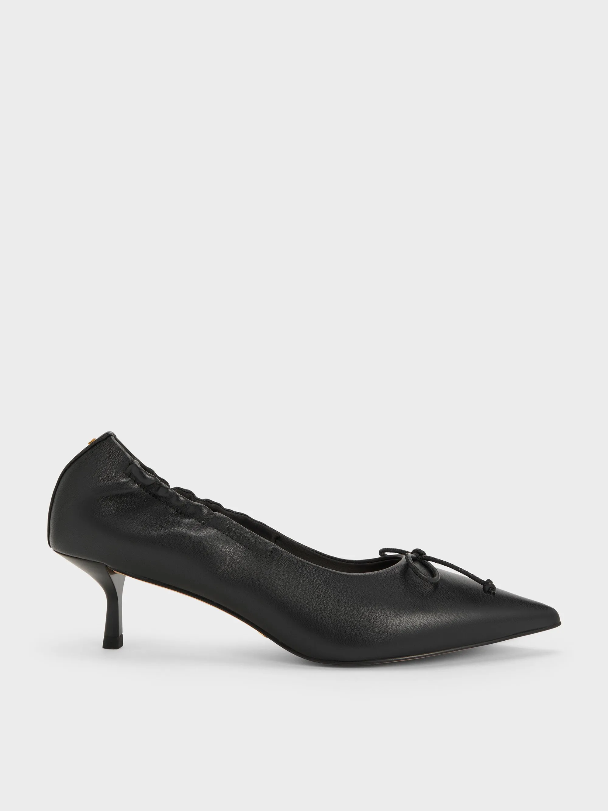 CHARLES & KEITH - Leather Ruched Pointed Kitten Heels sold by Charles & Keith