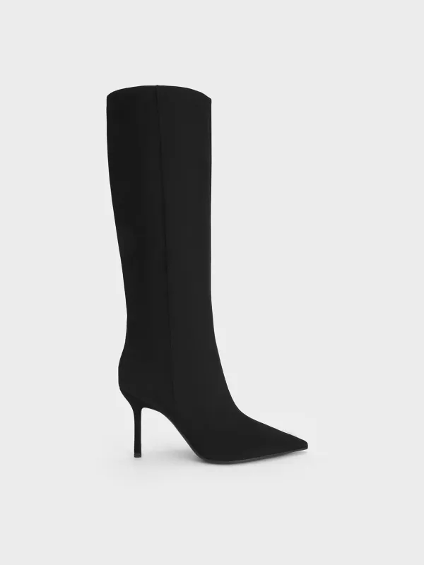 Charles & Keith - Faux Suede Pointed Stiletto Knee-High Boots made by Charles & Keith