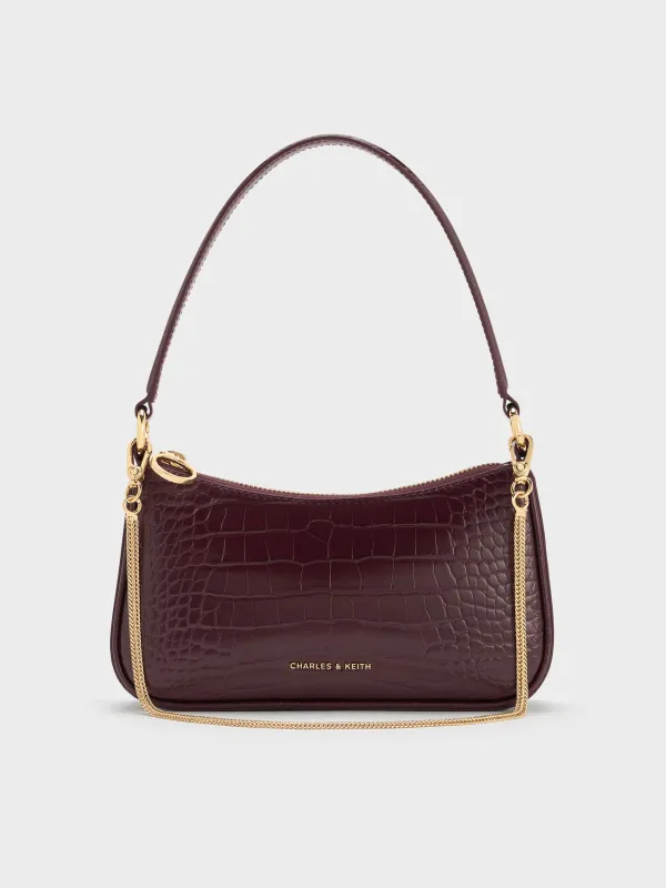 Charles & Keith - Elspeth Croc-Effect Chain-Link Shoulder Bag made by Charles & Keith