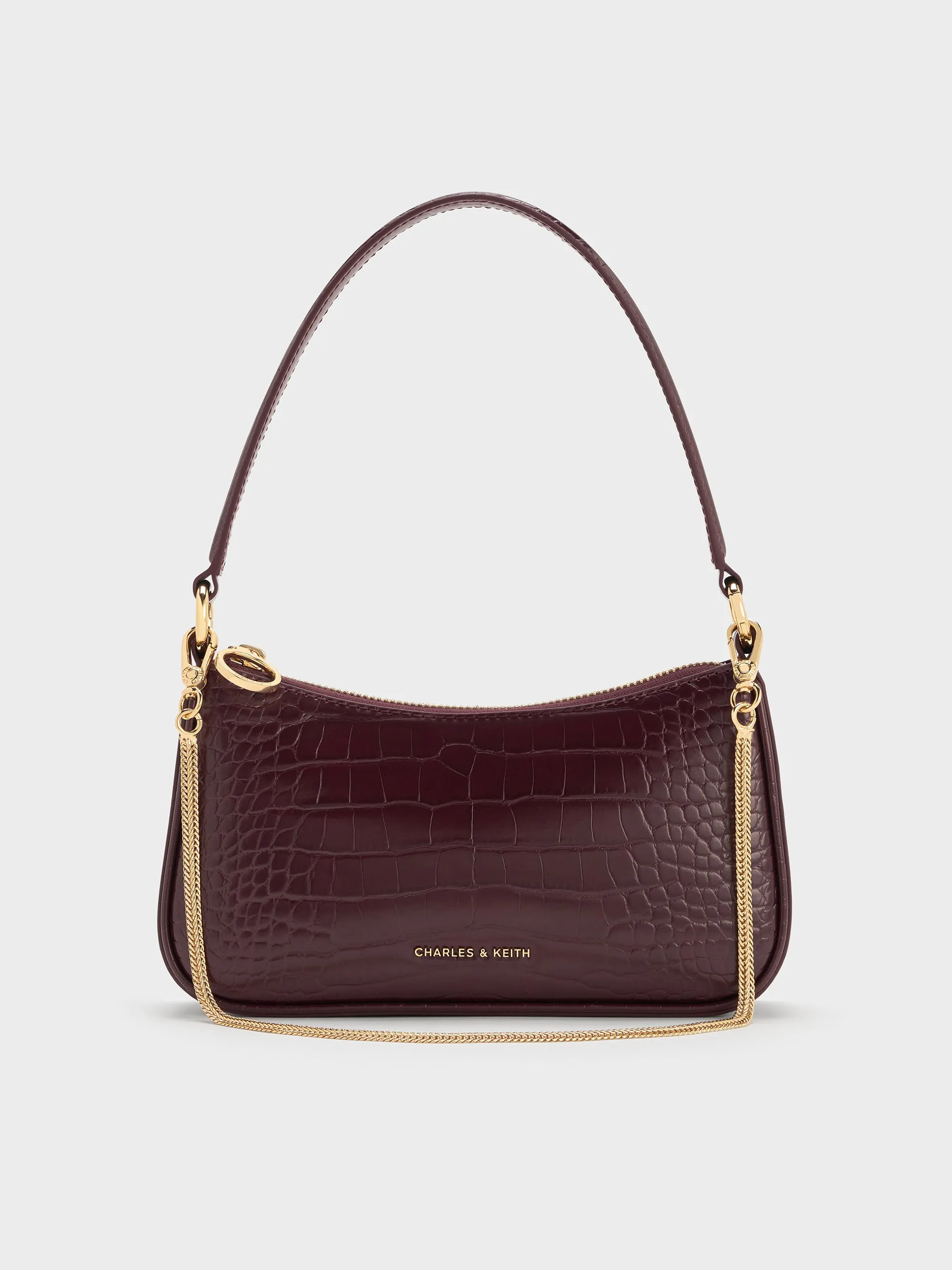 Charles & Keith - Elspeth Croc-Effect Chain-Link Shoulder Bag sold by Charles & Keith