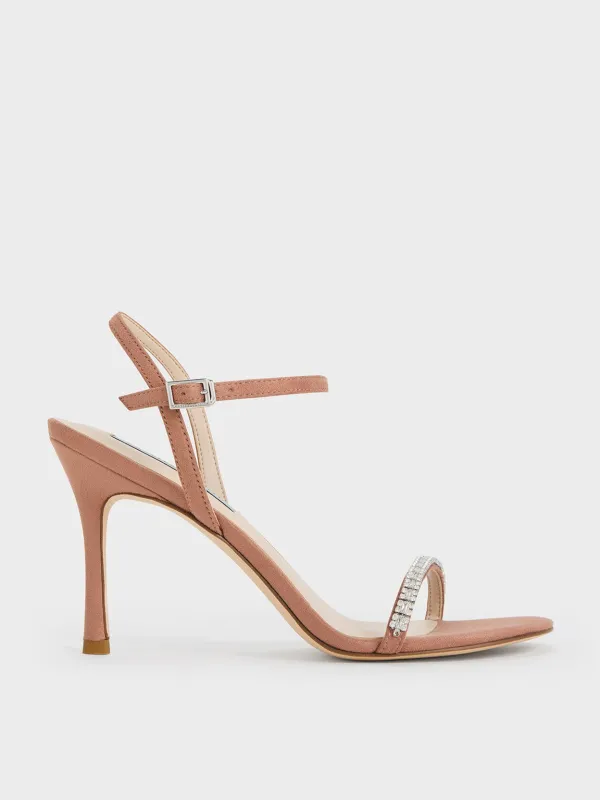 Charles & Keith - Ambrosia Textured Gem-Embellished Ankle-Strap Pumps made by Charles & Keith