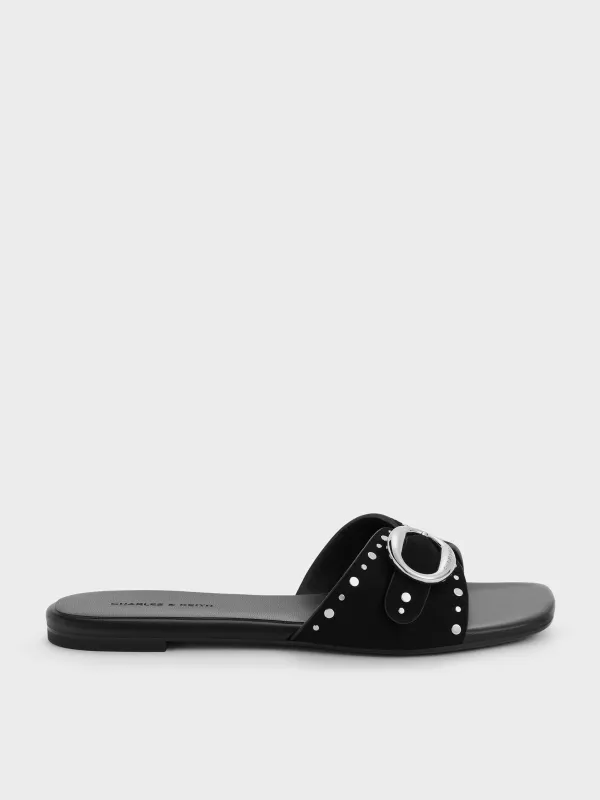 Charles & Keith - Studded Buckled Slide Sandals made by Charles & Keith