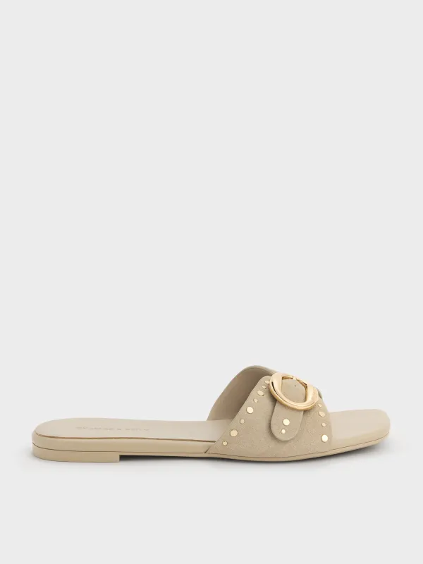 Charles & Keith - Studded Buckled Slide Sandals made by Charles & Keith