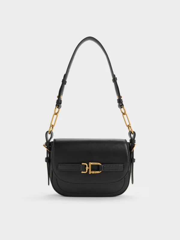 Charles & Keith - Gwynne Metallic-Accent Saddle Bag made by Charles & Keith