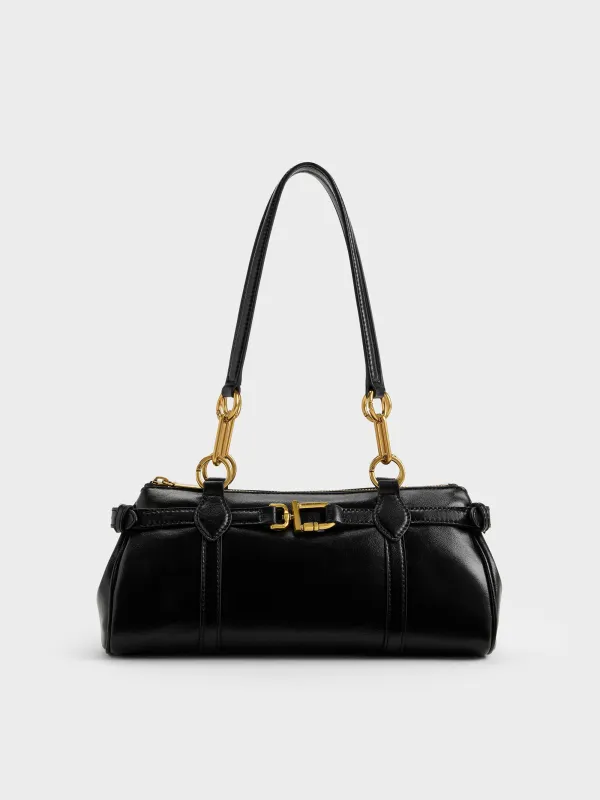 Charles & Keith - Gwynne Metallic-Accent Elongated Shoulder Bag made by Charles & Keith