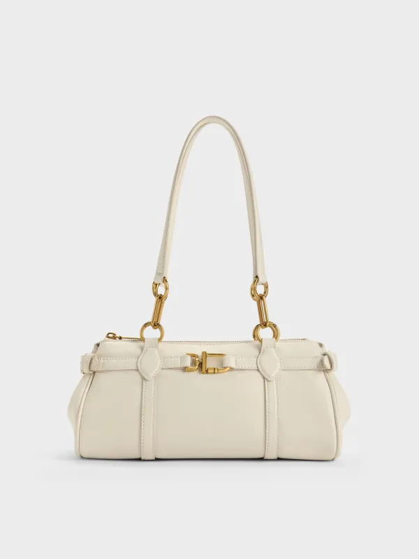 Charles & Keith - Gwynne Metallic-Accent Elongated Shoulder Bag made by Charles & Keith