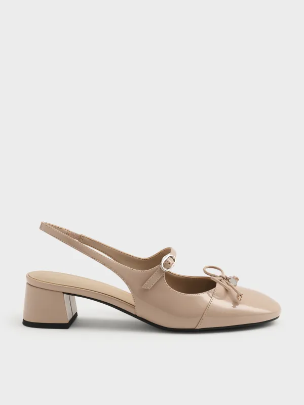 Charles & Keith - Patent Bow Slingback Pumps made by Charles & Keith