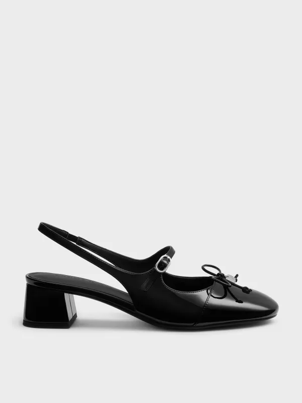 Charles & Keith - Patent Bow Slingback Pumps made by Charles & Keith