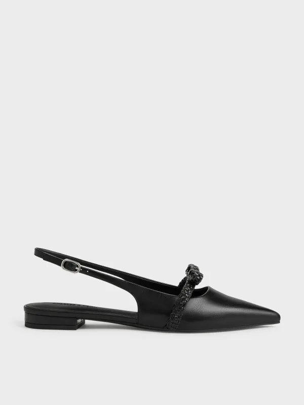 Charles & Keith - Kaleen Woven-Bow Slingback Flats made by Charles & Keith