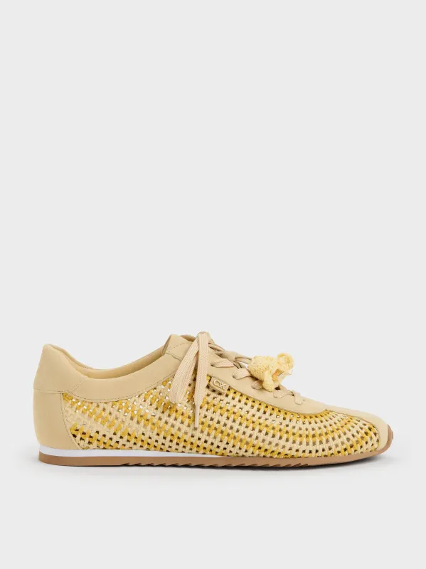 Charles & Keith - Jace Crochet & Suede Flower Sneakers made by Charles & Keith