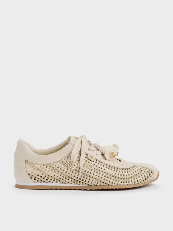 Charles & Keith - Jace Crochet & Suede Flower Sneakers made by Charles & Keith