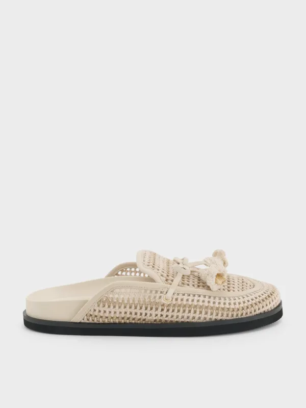 Charles & Keith - Crochet & Suede Flower Mules made by Charles & Keith