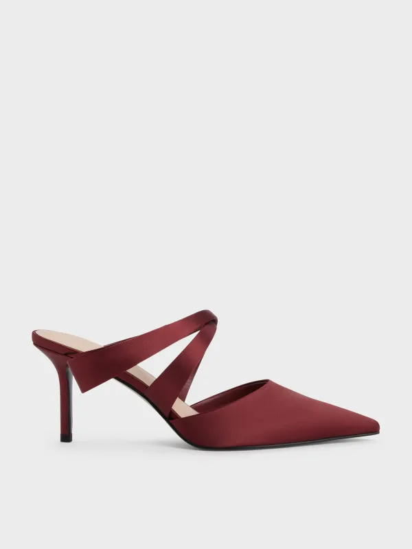 Charles & Keith - Satin Pleated-Strap Heeled Mules made by Charles & Keith