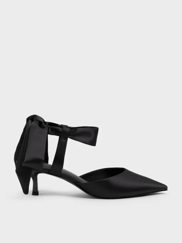 Charles & Keith - Satin Tie-Around Pointed Kitten Heels made by Charles & Keith