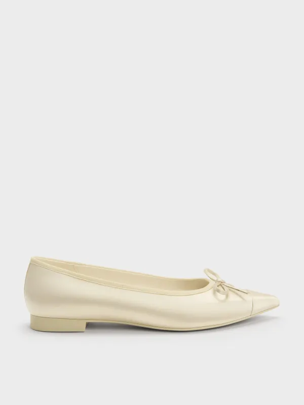 Charles & Keith - Briella Satin Cap-Toe Flats made by Charles & Keith
