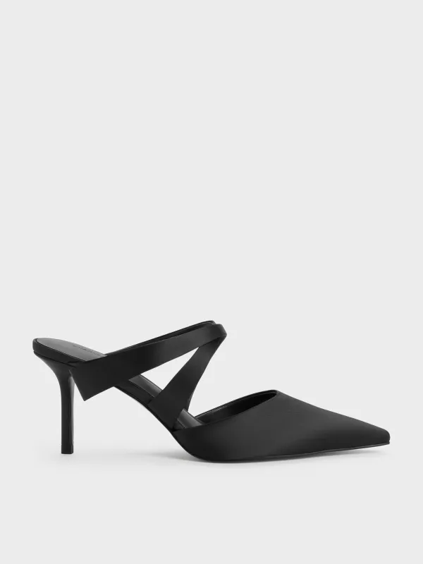 Charles & Keith - Satin Pleated-Strap Heeled Mules made by Charles & Keith