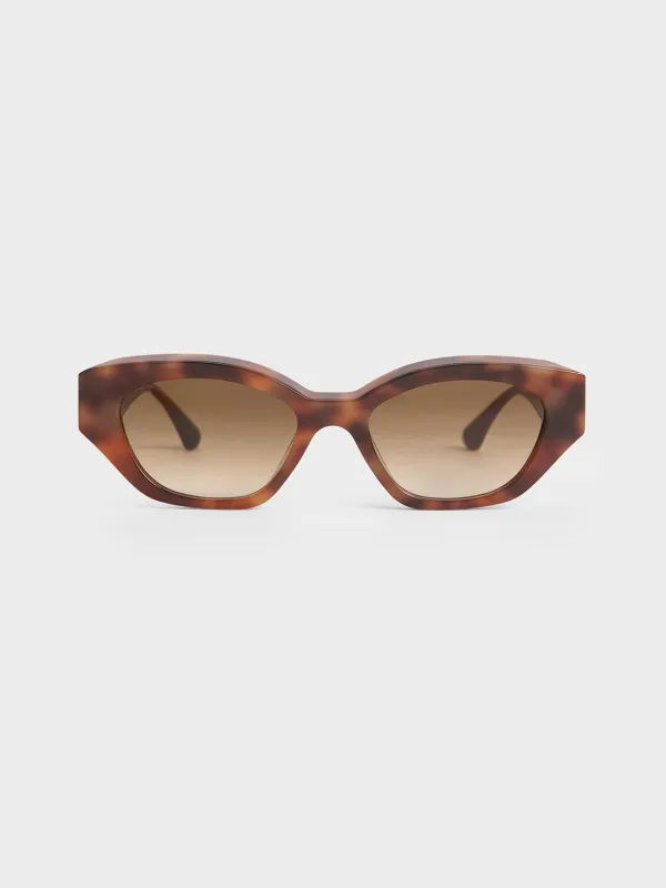 Charles & Keith - Tortoiseshell Recycled Acetate Sculptural Cat-Eye Sunglasses made by Charles & Keith
