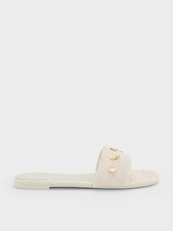 Charles & Keith - Tweed Beach Slide Sandals made by Charles & Keith