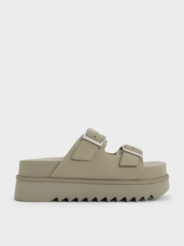 Charles & Keith - Buckled Double-Strap Flatform Sandals made by Charles & Keith