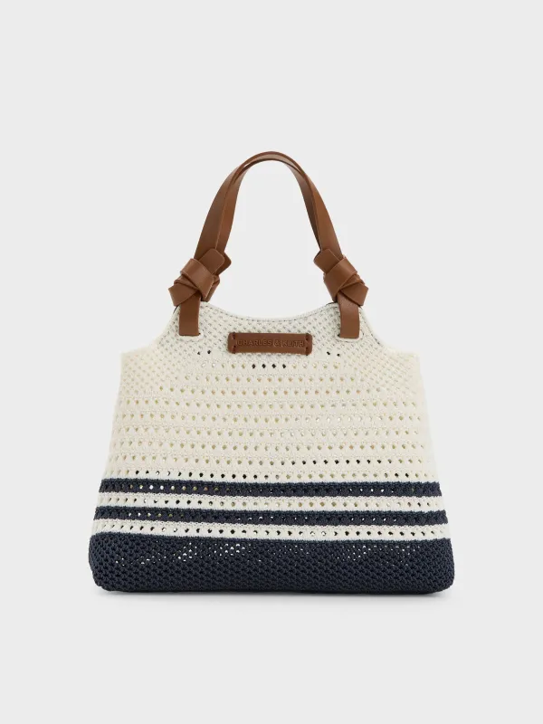 Charles & Keith - Mini Ida Striped Knitted Tote Bag made by Charles & Keith