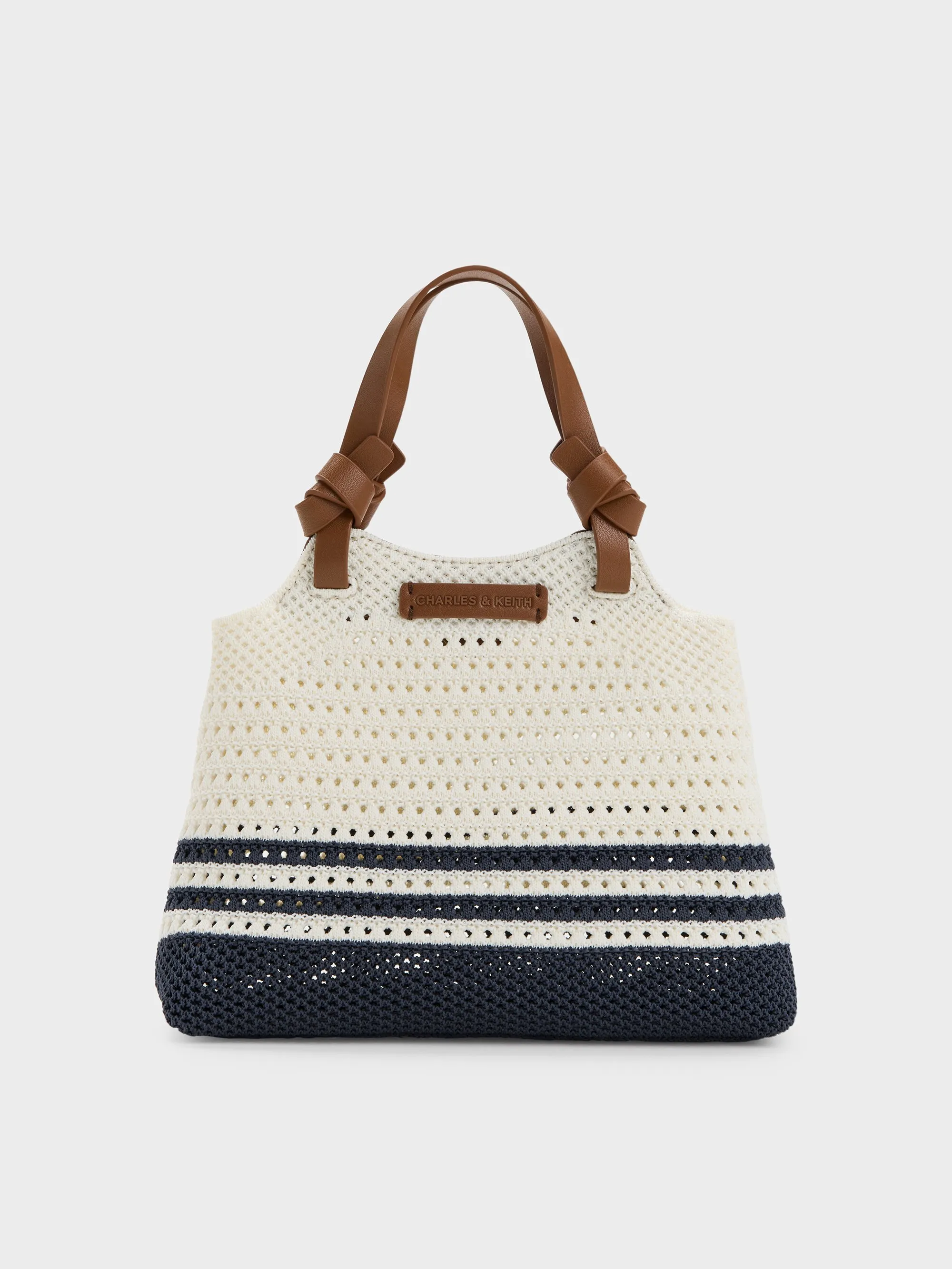 Charles & Keith - Mini Ida Striped Knitted Tote Bag sold by Charles & Keith