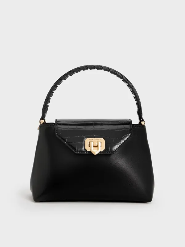 Charles & Keith - Arwen Croc-Effect Top Handle Bag made by Charles & Keith