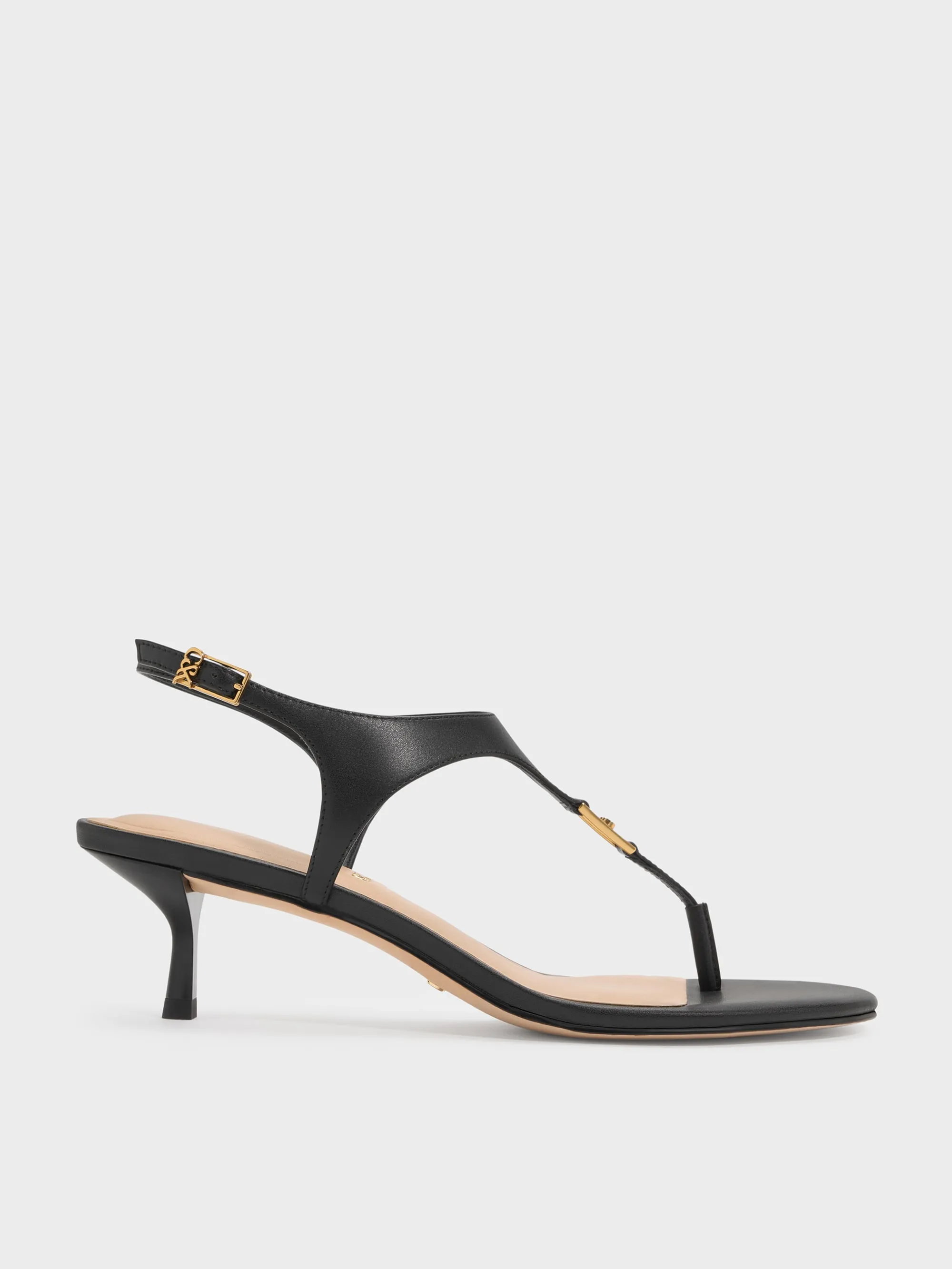Charles & Keith - Leather Thong Kitten Heels sold by Charles & Keith