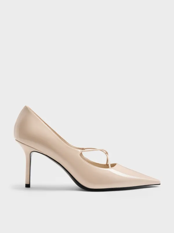Charles & Keith - Patent Crossover Pointed Pumps made by Charles & Keith
