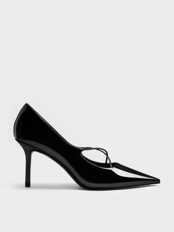 Charles & Keith - Patent Crossover Pointed Pumps made by Charles & Keith
