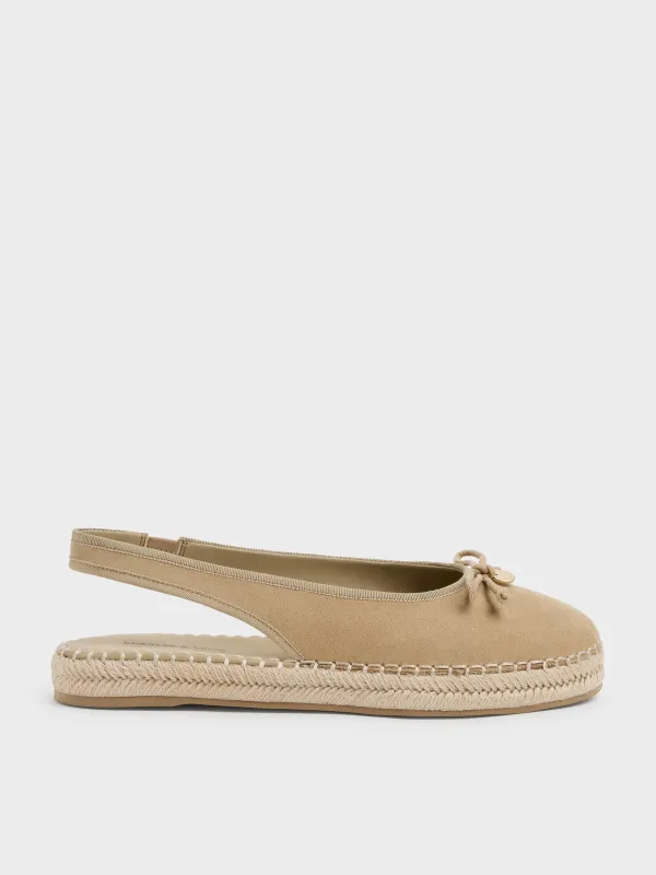 CHARLES & KEITH - Faux Suede Bow Slingback Espadrilles made by Charles & Keith