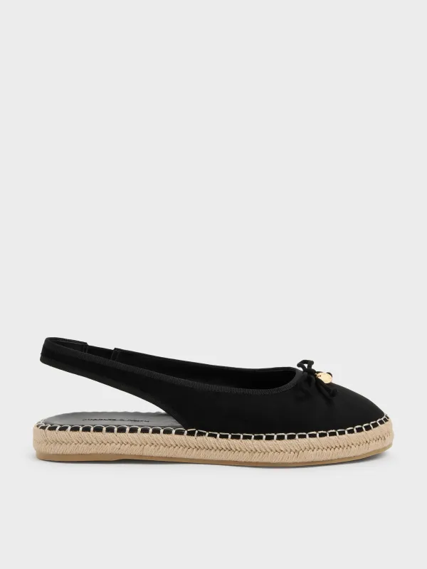 CHARLES & KEITH - Faux Suede Bow Slingback Espadrilles made by Charles & Keith