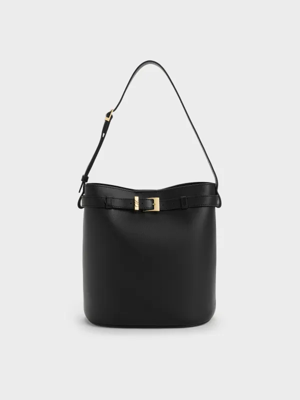 Charles & Keith - Jody Leather Belted Bucket Bag made by Charles & Keith
